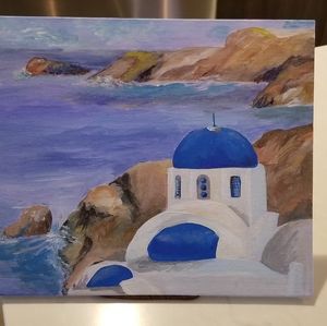 Santorini sunset painting.
